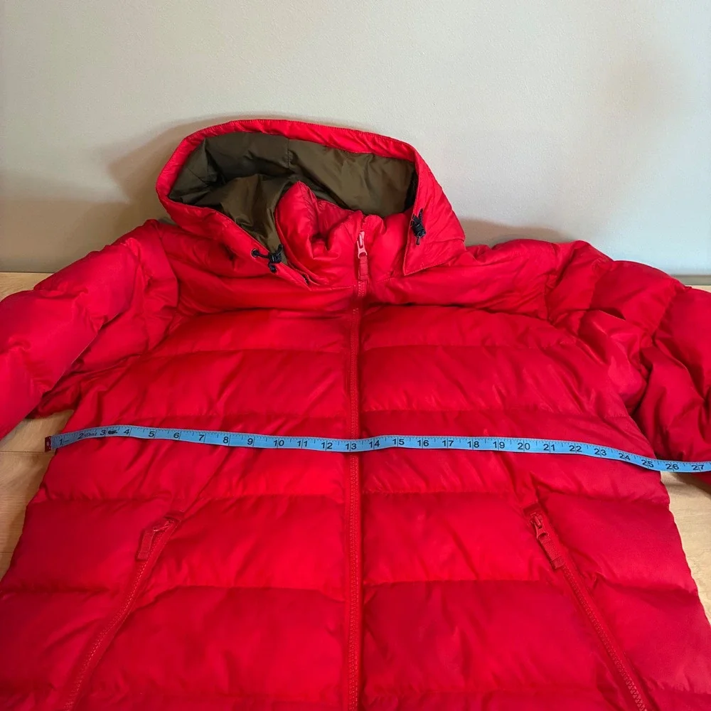 Lands' End Mens Red Hooded Puffer Jacket Coat Large 42-44 Gorpcore Ski‎ Quilted